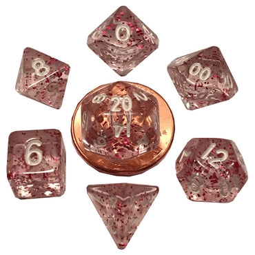 MET4208 Light Purple Ethereal Resin Dice White Numbers 10mm 7-Dice Set (ONLINE ORDER ONLY)