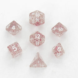 MET4208 Light Purple Ethereal Resin Dice White Numbers 10mm 7-Dice Set (ONLINE ORDER ONLY)