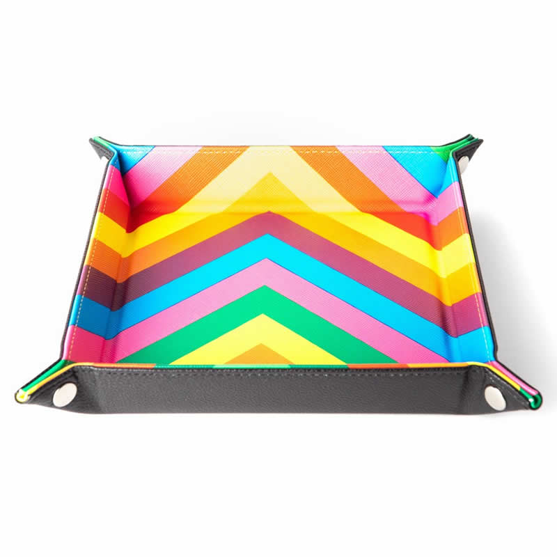MET534 Rainbow Velvet Folding Dice Tray 10in x 10in Metallic Dice Games (ONLINE ORDER ONLY)