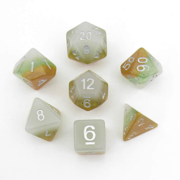 MET665 Kiwi Fruit Colored Dice with White Numbers Acrylic 7 Dice Set (ONLINE ORDER ONLY)