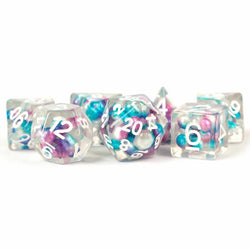 MET693 Gradient Pearl Dice with Gold Numbers Resin 16mm (5/8in) 7 Dice Set (ONLINE ORDER ONLY)
