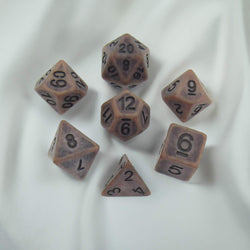 MET697 Ancient Copper Colored Dice with Black Numbers Acrylic 7 Dice Set Metallic Dice Games (ONLINE ORDER ONLY)