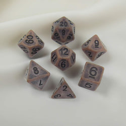 MET697 Ancient Copper Colored Dice with Black Numbers Acrylic 7 Dice Set Metallic Dice Games (ONLINE ORDER ONLY)