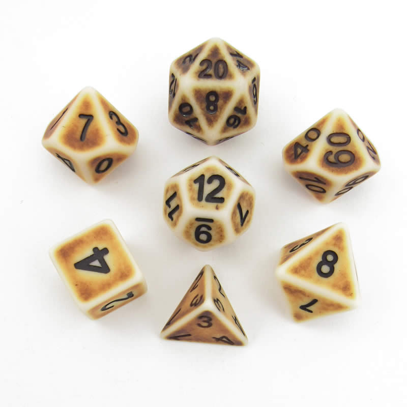 MET699 Ancient Brown with Black Numbers Acrylic 7 Dice Set Metallic Dice Games (ONLINE ORDER ONLY)