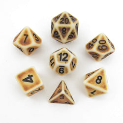 MET699 Ancient Brown with Black Numbers Acrylic 7 Dice Set Metallic Dice Games (ONLINE ORDER ONLY)