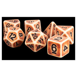 MET699 Ancient Brown with Black Numbers Acrylic 7 Dice Set Metallic Dice Games (ONLINE ORDER ONLY)