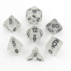 MET701 Unicorn Ice Dice with Black Numbers Resin 7 Dice Set (ONLINE ORDER ONLY)