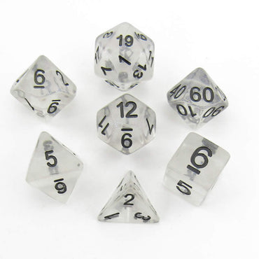 MET701 Unicorn Ice Dice with Black Numbers Resin 7 Dice Set (ONLINE ORDER ONLY)