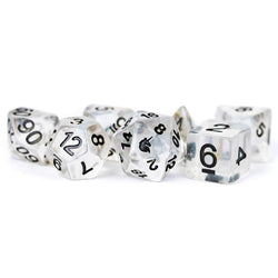 MET701 Unicorn Ice Dice with Black Numbers Resin 7 Dice Set (ONLINE ORDER ONLY)