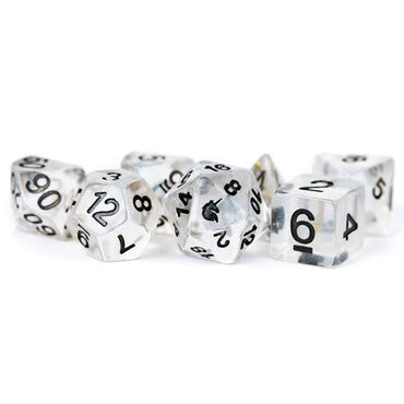 MET701 Unicorn Ice Dice with Black Numbers Resin 7 Dice Set (ONLINE ORDER ONLY)