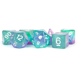 MET712 Aurora Unicorn Dice with White Numbers Acrylic 7 Dice Set (ONLINE ORDER ONLY)