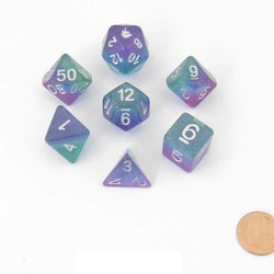 MET712 Aurora Unicorn Dice with White Numbers Acrylic 7 Dice Set (ONLINE ORDER ONLY)