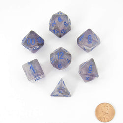MET714 Stellar Storm Unicorn Dice with Blue Numbers Acrylic 7 Dice Set (ONLINE ORDER ONLY)