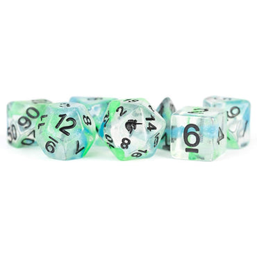 MET715 Sea Kelp Unicorn Dice with Black Numbers Acrylic 7 Dice Set (ONLINE ORDER ONLY)