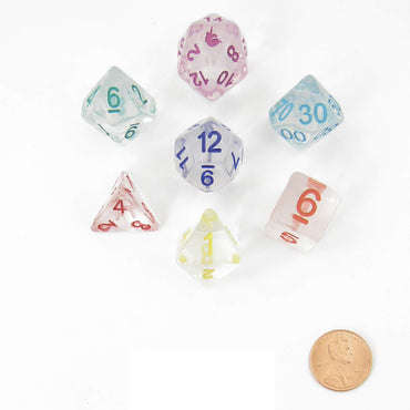 MET716 Rainbow Ice Unicorn Dice with Different Colored Numbers Acrylic 7 Dice Set (ONLINE ORDER ONLY)