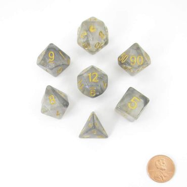MET717 Rogue Rage Unicorn Dice with Gold Numbers Acrylic 7 Dice Set (ONLINE ORDER ONLY)
