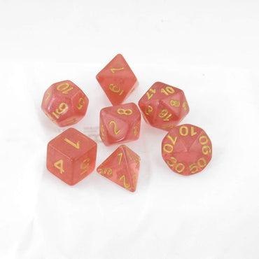 MET721 Red Unicorn Dice with Gold Numbers Acrylic 7 Dice Set (ONLINE ORDER ONLY)