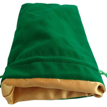 MET8005 Green Velvet Dice Bag with Gold Satin Lining 6x8in (ONLINE ORDER ONLY)