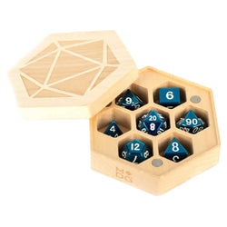 MET808 Maple Wood Hexagon Dice Case Holds 7 Dice Metallic Dice Games (ONLINE ORDER ONLY)