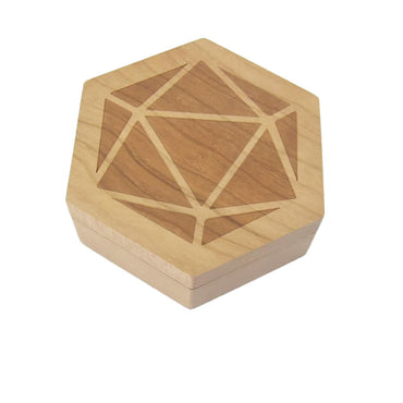 MET809 Cherry Wood Hexagon Dice Case Holds 7 Dice Metallic Dice Games (ONLINE ORDER ONLY)