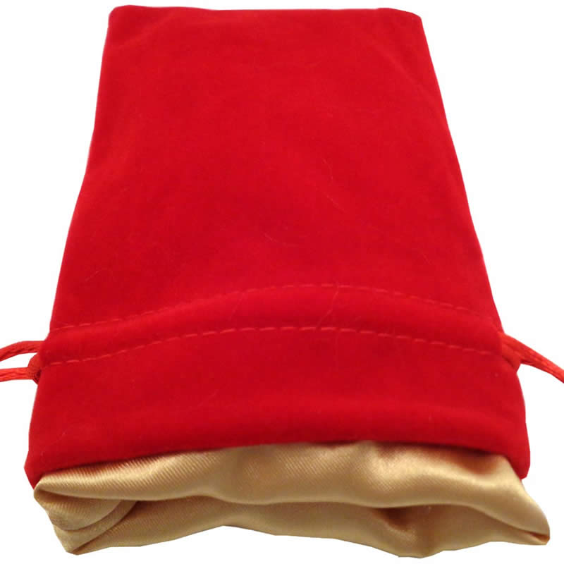 MET9001 Red Velvet Dice Bag with Gold Satin Lining 4in x 6in (ONLINE ORDER ONLY)