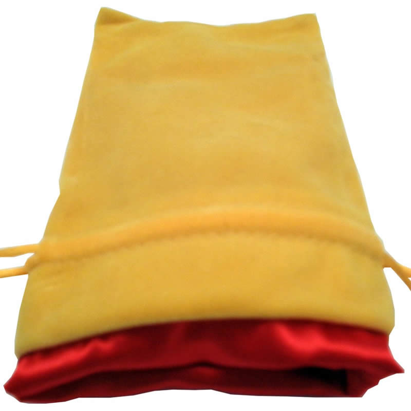 MET9006 Gold Velvet Dice Bag with Red Satin Lining 4in x 6in (ONLINE ORDER ONLY)