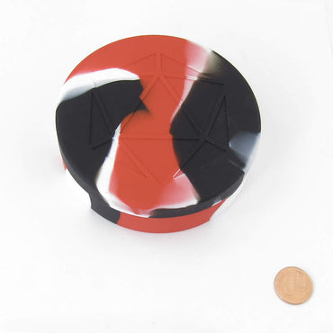 MET921 Red Black White Silicone Round Dice Case Holds 7 Dice (ONLINE ORDER ONLY)