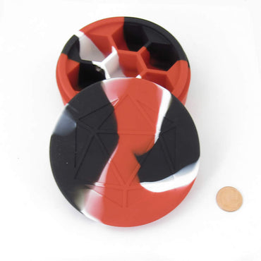 MET921 Red Black White Silicone Round Dice Case Holds 7 Dice (ONLINE ORDER ONLY)