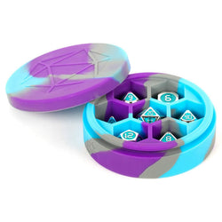 MET924 Purple Gray Light Blue Silicone Round Dice Case Holds 7 Dice (ONLINE ORDER ONLY)