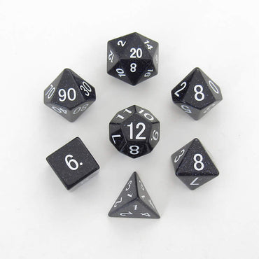 METBS001 Blue Sandstone Dice with Black Numbers 16mm 7-Dice Set (ONLINE ORDER ONLY)