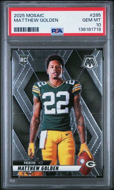 Graded 2025 Panini Mosaic Matthew Golden #285 Variation Rookie RC Football Card PSA 10 Gem Mint (ONLINE ORDER ONLY)