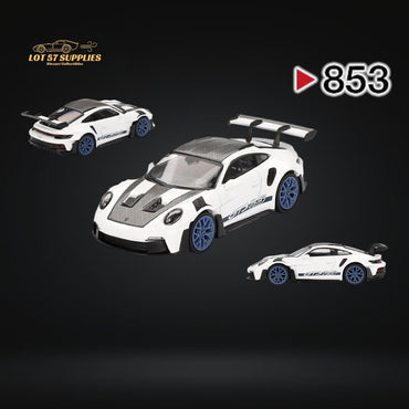 (Pre-Order) Mini-GT Porsche 911 992 GT3 RS Weissach Package White w/ Indigo Blue #853 1:64 MGT00853 (ONLINE ORDER ONLY)