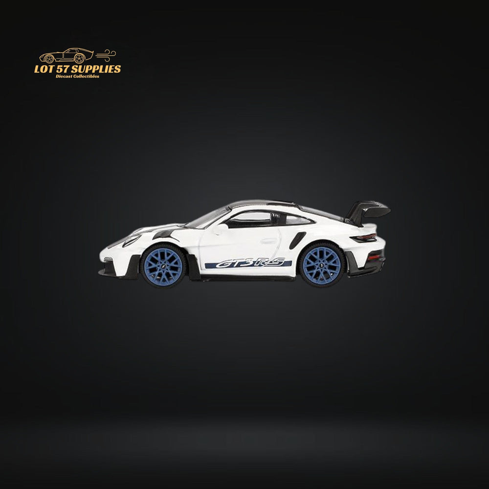 (Pre-Order) Mini-GT Porsche 911 992 GT3 RS Weissach Package White w/ Indigo Blue #853 1:64 MGT00853 (ONLINE ORDER ONLY)