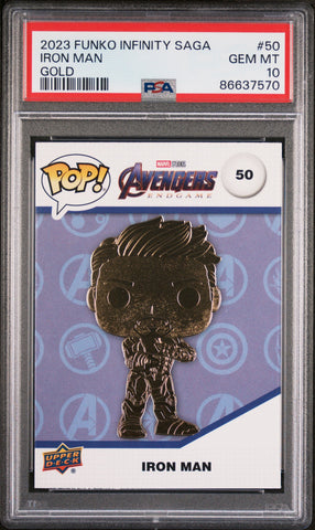 2023 UPPER DECK FUNKO POP MARVEL  IRON MAN GOLD #50  PSA 10 (Online Order Only)