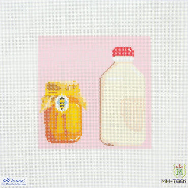 “Milk & Honey” Needlepoint Canvas – 6"x6", 13 Mesh by Misty Morrow (ONLINE ORDER ONLY)
