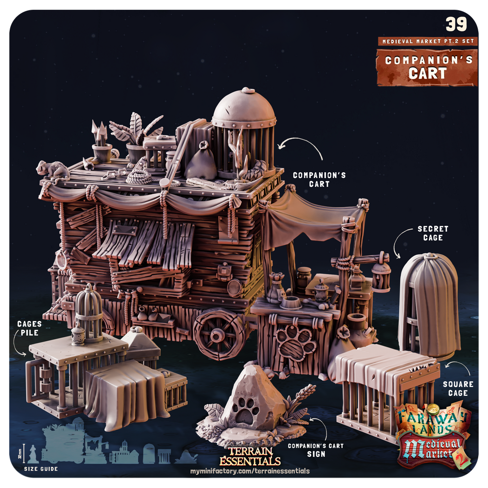 3D Printed Cast n Play Medieval Market 2 Terrain Set 28mm 32mm D&D (Online Only)