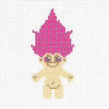 Troll Needlepoint Canvas with Fuchsia Hair – 2"x4", 18 Mesh by Misty Morrow (ONLINE ORDER ONLY)