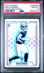 Graded 2024 Panini Phoenix Malik Nabers #CONMNS Contours Purple Rookie RC Football Card PSA 10 Gem Mint (ONLINE ORDER ONLY)