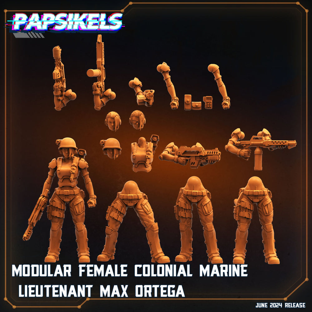 3D Printed Papsikels Modular Female Colonial Marine Lieutenant Max Ortega JUNE 2024 SCIFI 28mm 32mm (Online Only)