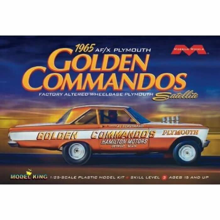 MOE1237 Plymouth 1965 Satelite Golden Commandos 1/25 Scale Plastic Model Kit Mobius (ONLINE ORDER ONLY)