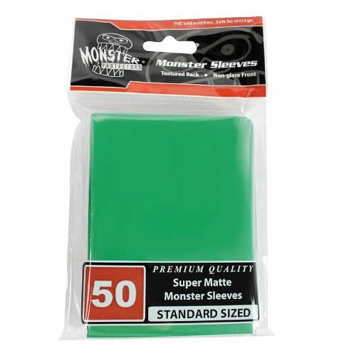 MONMSLLMNGRN Green Supper Matte Sleeves Standard Sized Premium Quality Deck Protector Sleeves Monster (ONLINE ORDER ONLY)