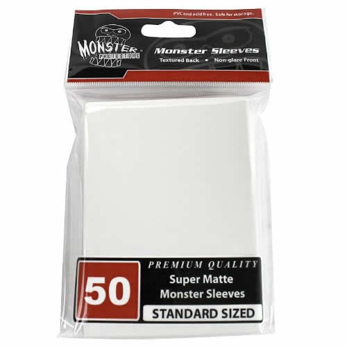 MONMSLLMNWHT White Supper Matte Sleeves Standard Sized Premium Quality Deck Protector Sleeves Monster (ONLINE ORDER ONLY)