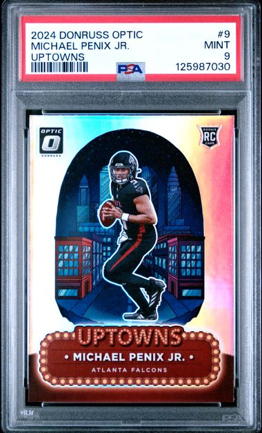Graded 2024 Panini Donruss Optic Michael Penix Jr #9 Uptowns Rookie RC Football Card PSA 9 Mint (ONLINE ORDER ONLY)