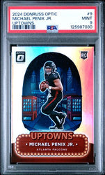 Graded 2024 Panini Donruss Optic Michael Penix Jr #9 Uptowns Rookie RC Football Card PSA 9 Mint (ONLINE ORDER ONLY)