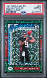 Graded 2024 Panini Donruss Optic Michael Penix Jr #279 Green Velocity Rookie RC Football Card PSA 10 Gem Mint (ONLINE ORDER ONLY)