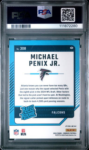 Graded 2024 Panini Donruss Michael Penix Jr #308 Optic Preview Red Wave Rookie RC Football Card PSA 10 Gem Mint (ONLINE ORDER ONLY)