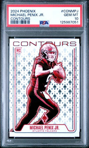 Graded 2024 Panini Phoenix Michael Penix Jr #CONMPJ Contours Rookie RC Football Card PSA 10 Gem Mint (ONLINE ORDER ONLY)