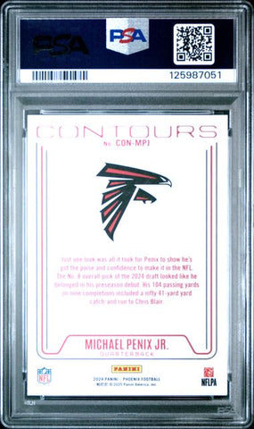 Graded 2024 Panini Phoenix Michael Penix Jr #CONMPJ Contours Rookie RC Football Card PSA 10 Gem Mint (ONLINE ORDER ONLY)