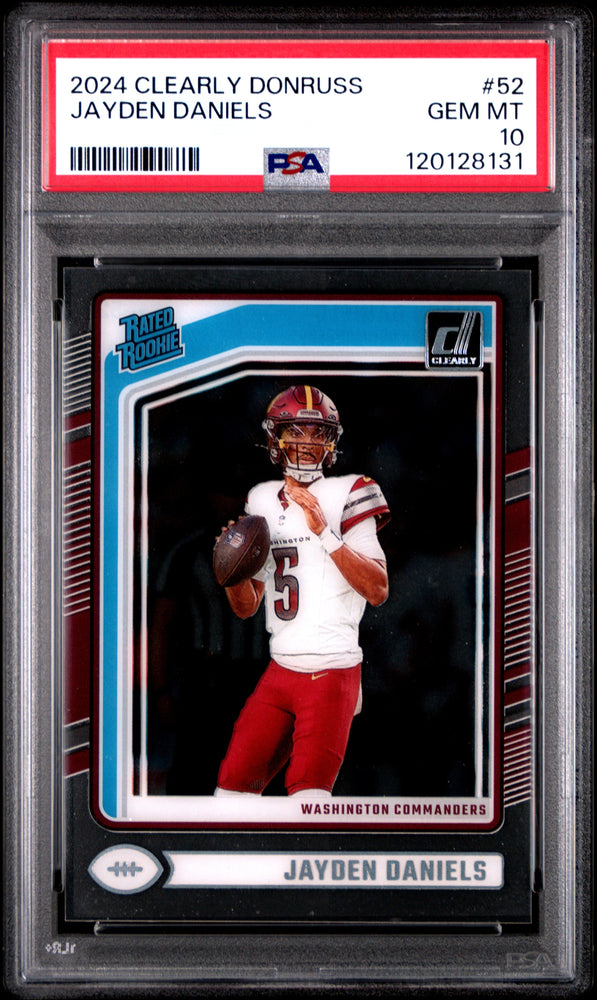 Graded 2024 Panini Clearly Donruss Jayden Daniels #52 Rookie RC Football Card PSA 10 Gem Mint (ONLINE ORDER ONLY)