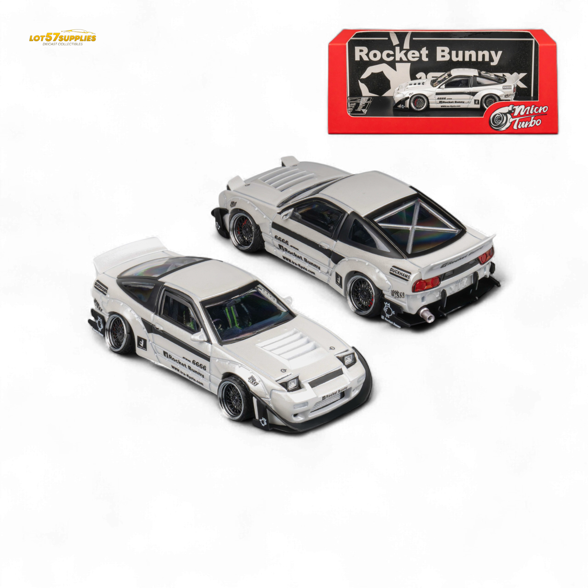 MicroTurbo Custom 180SX - Pandem Rocket Bunny White 1:64 (ONLINE ORDER ONLY)